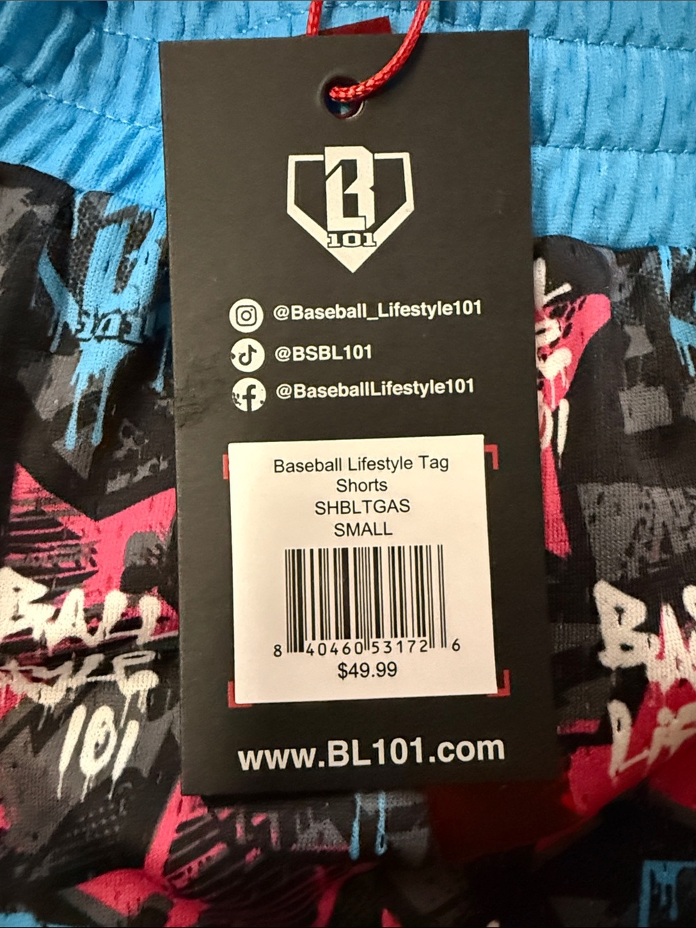 Men’s baseball lifestyle 101 Baseball Lifestyle Tag Shorts size small
